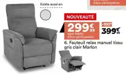BUT Fauteuil relax manuel tissu gris clair marlon offre