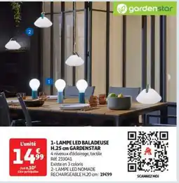 Auchan Lampe Led Baladeuse H.25 Cm Gardenstar offre