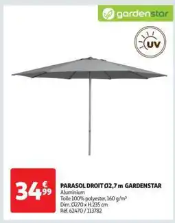 Auchan PARASOL DROIT Ø2,7 m GARDENSTAR offre