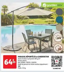Auchan PARASOL DÉPORTÉ Ø3 m GARDENSTAR offre