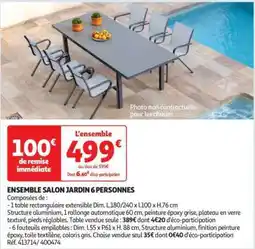 Auchan ENSEMBLE SALON JARDIN 6 PERSONNES offre