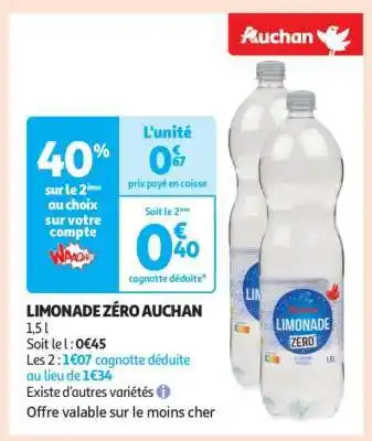 Auchan Limonade Zéro Auchan offre
