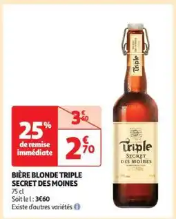 Auchan Bière Blonde Triple Secret Des Moines offre