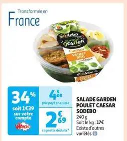 Auchan Salade Garden Poulet Caesar Sodebo offre