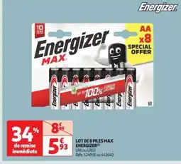 Auchan LOT DE 8 PILES MAX ENERGIZER offre