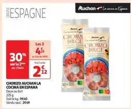 Auchan CHORIZO AUCHAN LA COCINA EN ESPANA offre