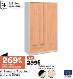 BUT Armoire 2 portes 2 tiroirs dress offre