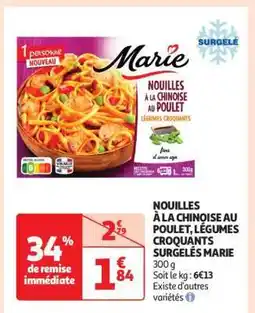 Auchan Nouilles à la Chinoise au Poulet, Légumes Croquants Surgelés Marie offre