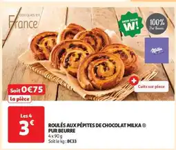 Auchan ROULÉS AUX PÉPITES DE CHOCOLAT MILKA PUR BEURRE offre