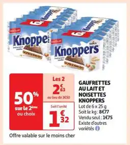 Auchan Gaufrettes Au Lait Et Noisettes Knoppers offre