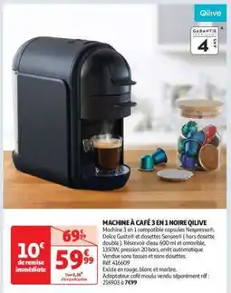 Auchan Machine À Café 3 En 1 Noire Qilive offre