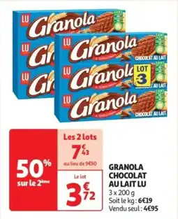 Auchan Granola chocolat au lait lu offre
