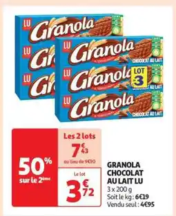 Auchan Granola Chocolat Au Lait Lu offre