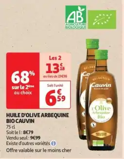 Auchan Huile d'olive arbequine bio cauvin offre