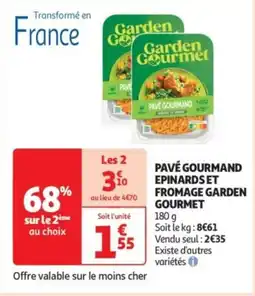 Auchan Pavé gourmand épinards et fromage garden gourmet offre