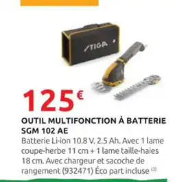 Rural Master STIGA Outil multifonction à batterie sgm 102 ae offre