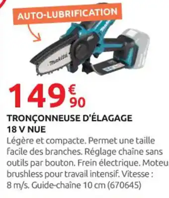 Rural Master MAKITA Tronçonneuse d'élagage 18 v nue offre