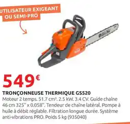 Rural Master Tronçonneuse thermique gs520 offre