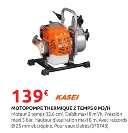 Rural Master KASEI Motopompe thermique 2 temps 8 m3/h offre