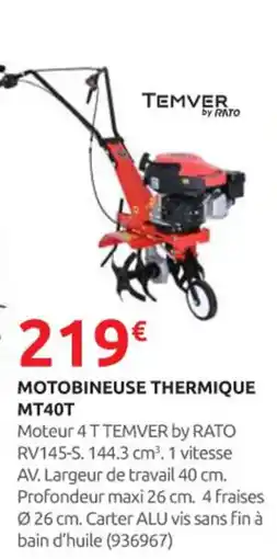 Rural Master TEMVER Motobineuse thermique mt40t offre
