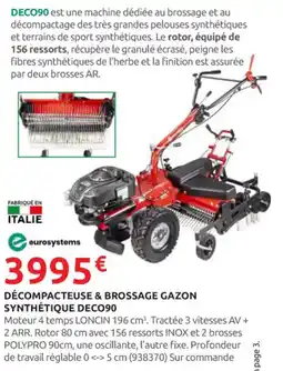 Rural Master Décompacteuse & brossage gazon synthétique deco90 offre