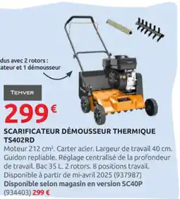 Rural Master TEMVER Scarificateur démousseur thermique ts402rd offre
