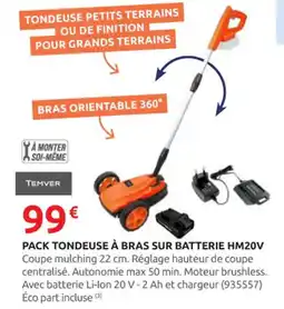 Rural Master TEMVER Pack tondeuse à bras sur batterie hm20v offre