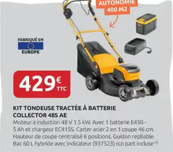 Rural Master Kit tondeuse tractée à batterie collector 48s ae offre