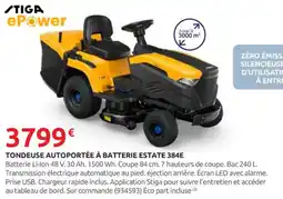 Rural Master STIGA Tondeuse autoportée à batterie estate 384e offre