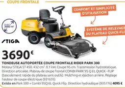 Rural Master STIGA Tondeuse autoportée coupe frontale rider park 300 offre
