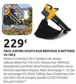 Rural Master Pack aspiro souffleur broyeur à batterie vs 100 e offre
