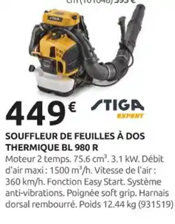 Rural Master STIGA Souffleur de feuilles à dos thermique bl 980 r offre