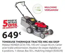 Rural Master HONDA Tondeuse thermique tractée hrg 466 skep offre
