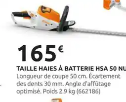 Rural Master STIHL Taille haies à batterie hsa 50 nu offre