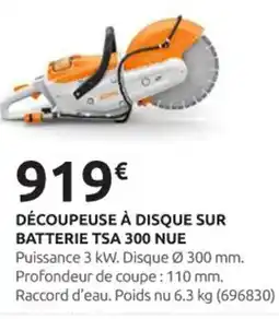 Rural Master STIHL Découpeuse à disque sur batterie tsa 300 nue offre