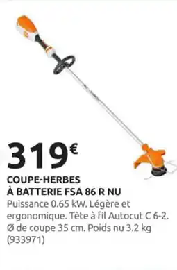 Rural Master STIHL Coupe-herbes à batterie fsa 86 r nu offre