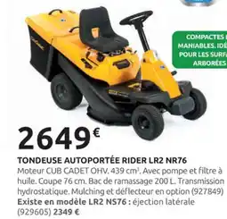 Rural Master Tondeuse autoportée rider lr2 nr76 offre