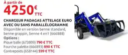 Rural Master Chargeur padagas attelage euro avec ou sans parallelogramme offre
