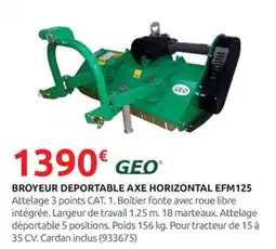 Rural Master GEO Broyeur deportable axe horizontal efm125 offre