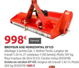 Rural Master TEMVER Broyeur axe horizontal ef125 offre