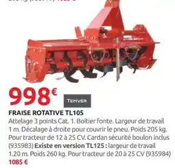 Rural Master TEMVER Fraise rotative tl105 offre