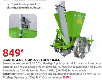 Rural Master BOMET Planteuse de pommes de terre 1 rang offre