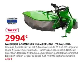 Rural Master TALEX Faucheuse à tambours 1.35 m repliage hydraulique offre
