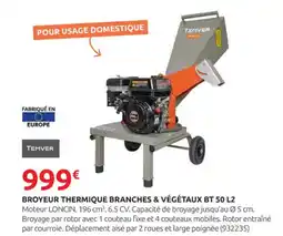 Rural Master TEMVER Broyeur thermique branches & végétaux bt 50 l2 offre