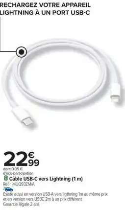 Carrefour Drive Câble usb-c vers lightning offre