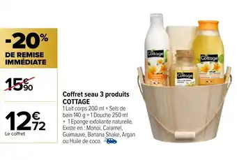 Carrefour Coffret seau 3 produits COTTAGE offre