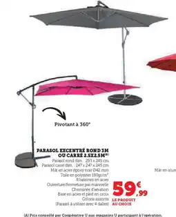 U Express Parasol excentré rond 3m ou carré offre
