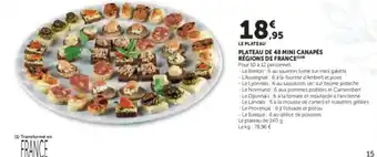 Hyper U Plateau de 48 mini canapés régions de france offre