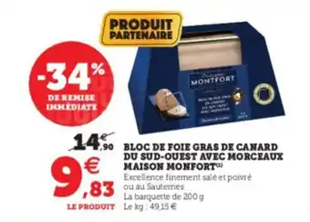 Super U Bloc de foie gras de canard offre