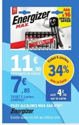 E.Leclerc Drive ENERGIZER Piles alcalines max aaa 16 offre